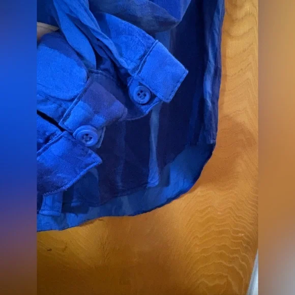 Anthropologie Cloth & Stone royal Blue Button Down Shirt XS - Picture 9 of 10